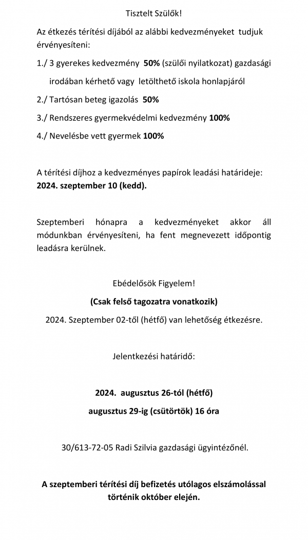 Ebédelősök figyelem!