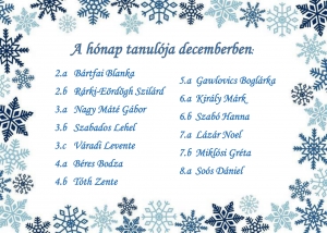 A hónap tanulói decemberben