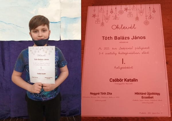 I. helyezésünk a szépírás versenyen