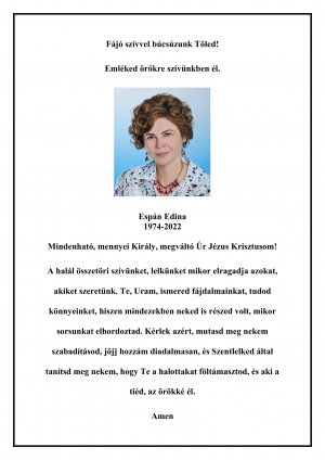 Fájó szívvel búcsúzunk Tőled!